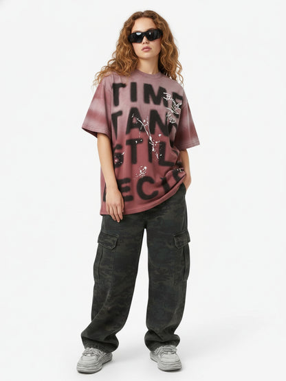 Ink Splash Letter Print T-shirt - 2414
