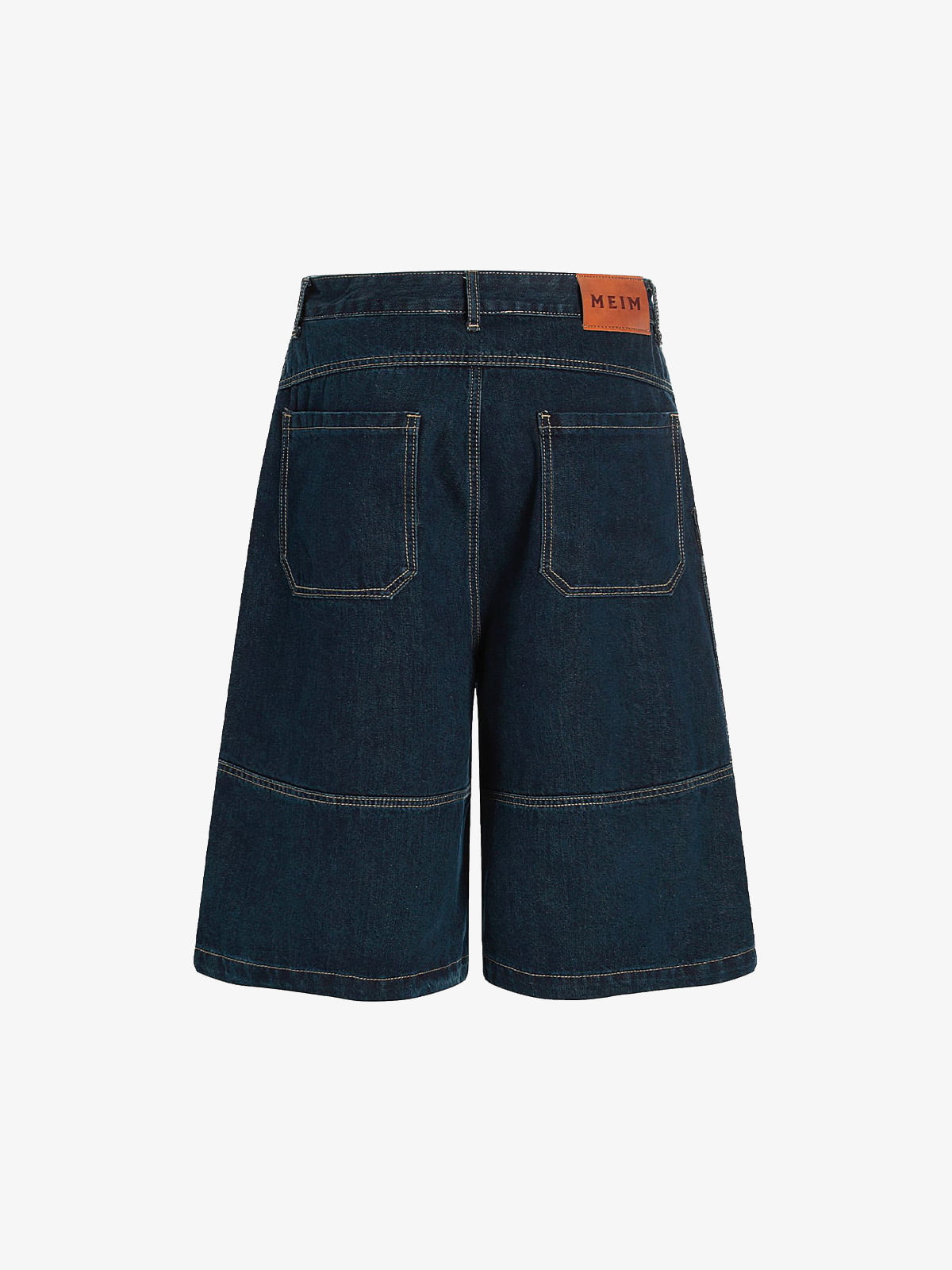 Contrast Stitched Patch Pocket Denim Jorts 