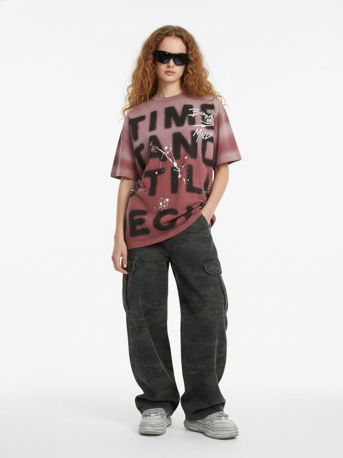 Ink Splash Letter Print T-shirt - 2414