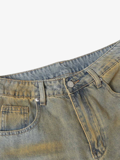 Street Wash Spray Paint Denim Jorts 