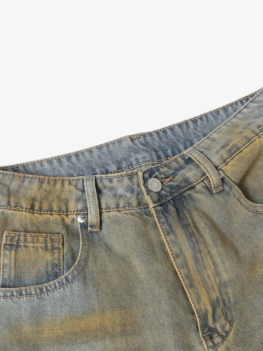 Street Wash Spray Paint Denim Jorts 