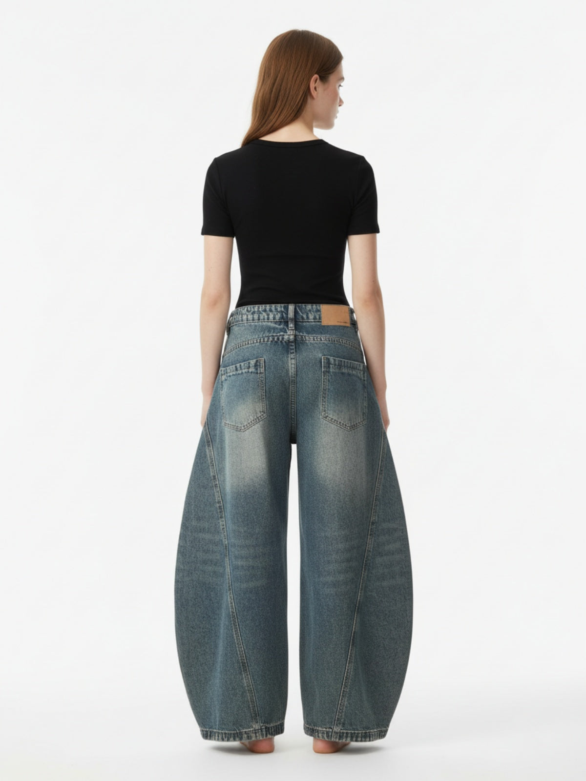 Washed Wide-Leg Balloon Jeans - 2301