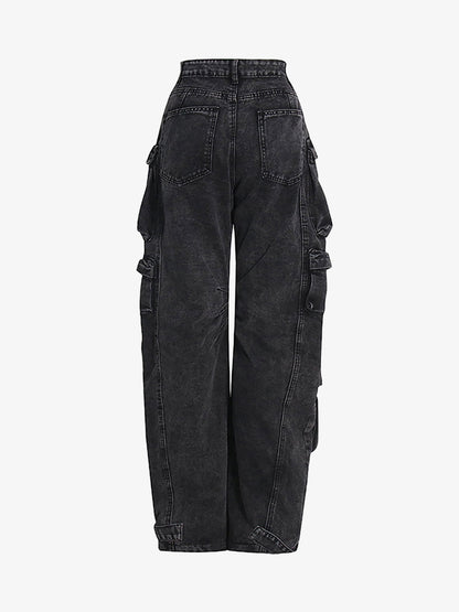 Thesupermade Street Stitching Multi-Pocket Workwear Washed Jeans - 2209 