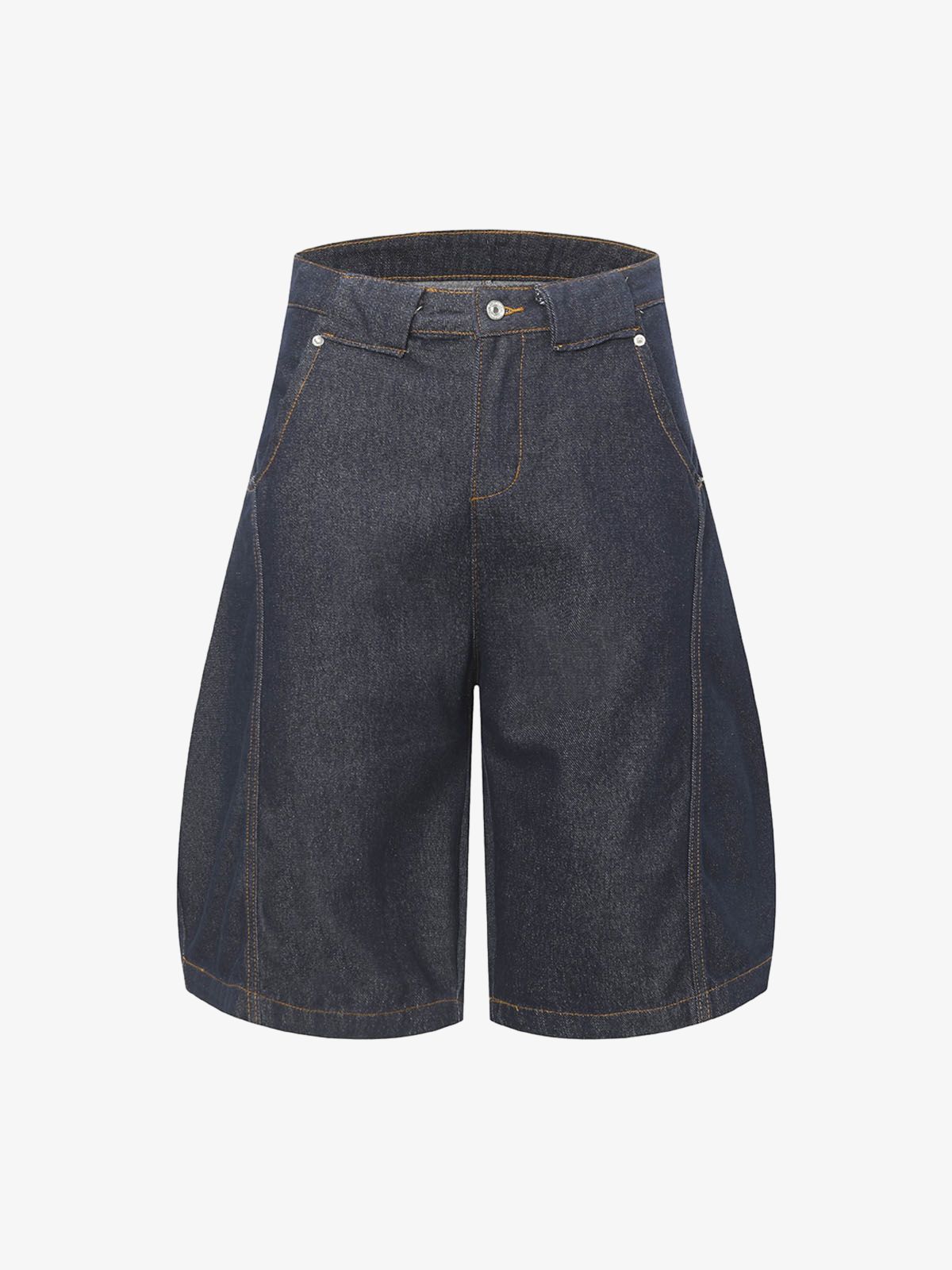 Deconstructed Split Contrast Stitching Scimitar Jorts 