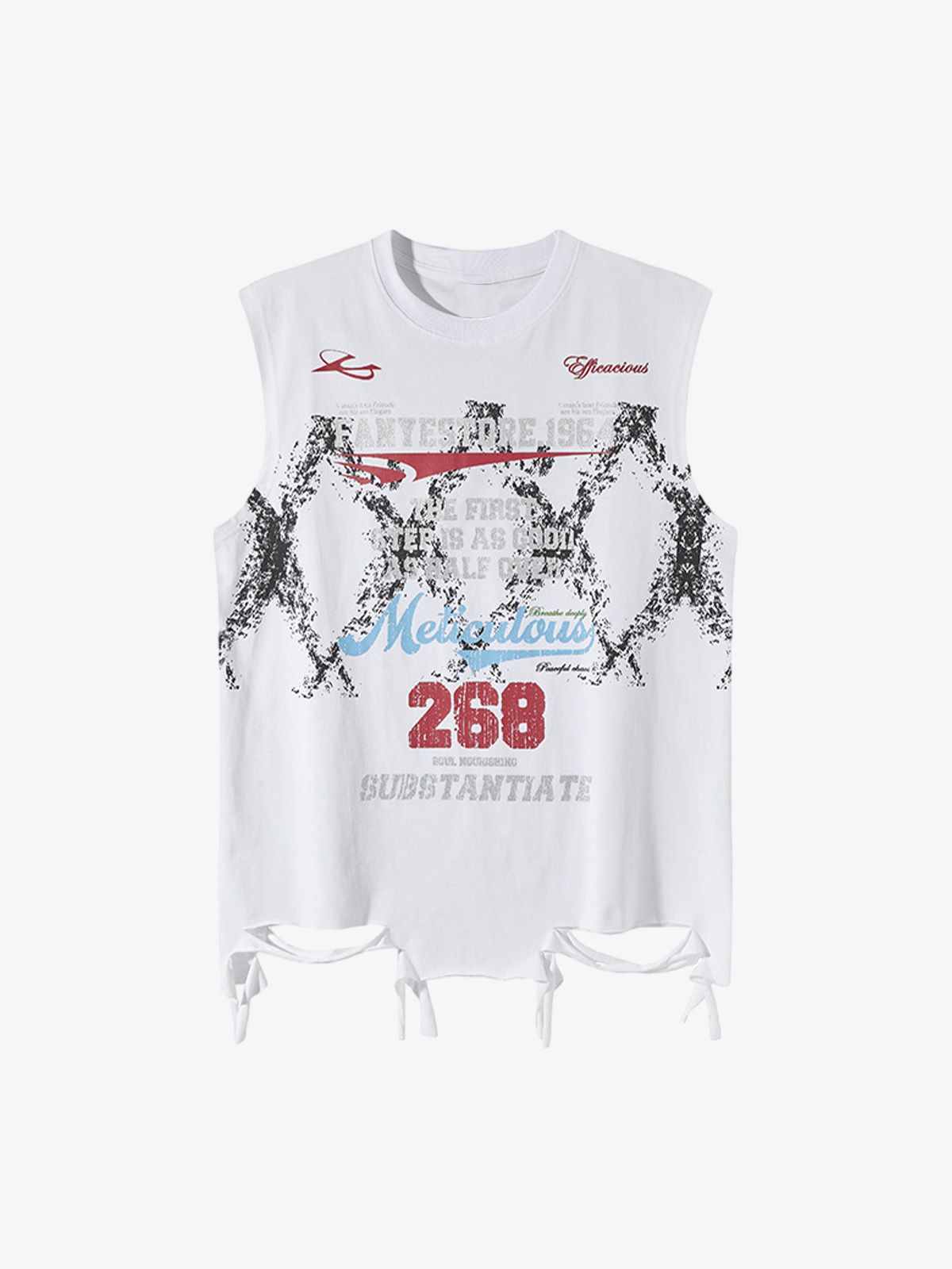 Retro Tattered Print Vest 