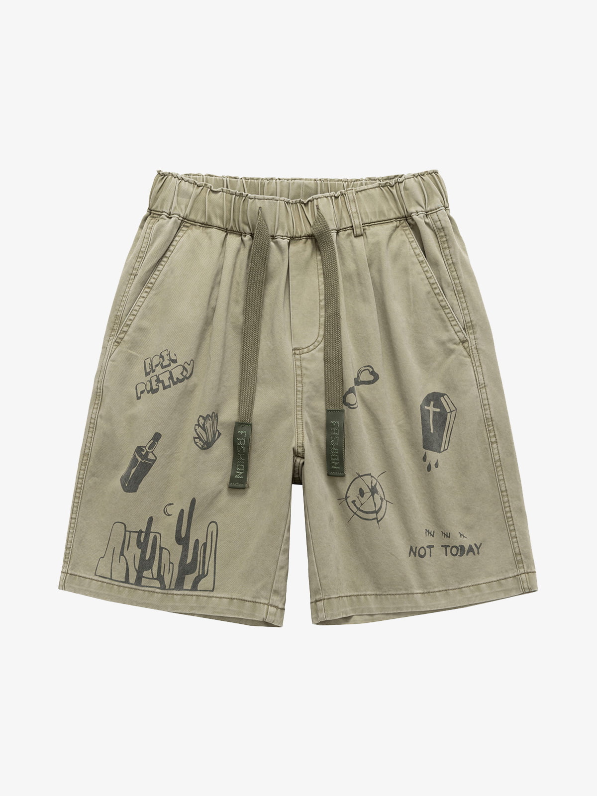 Graphic Print Drawstring Shorts 