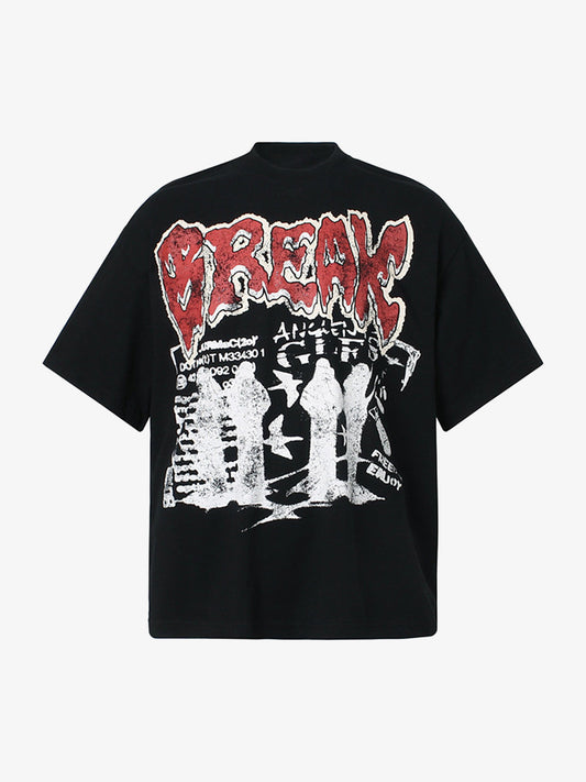 Graphic "BREAK" Print T-Shirt 