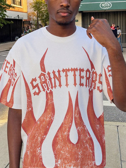 Flame Graphic Crew Neck T-Shirt 