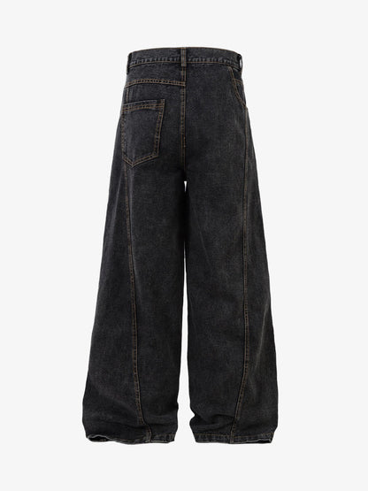 Washed Distressed Deconstructed Split Jeans 