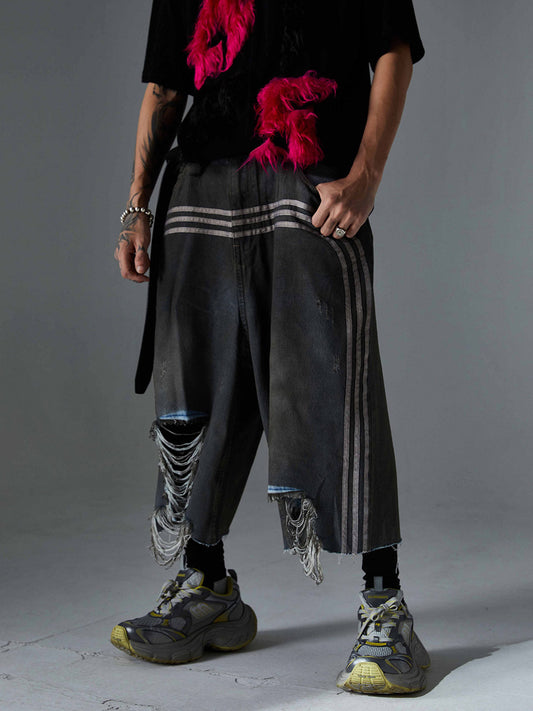 Ripped Dirty Dyed Stripped Jorts 