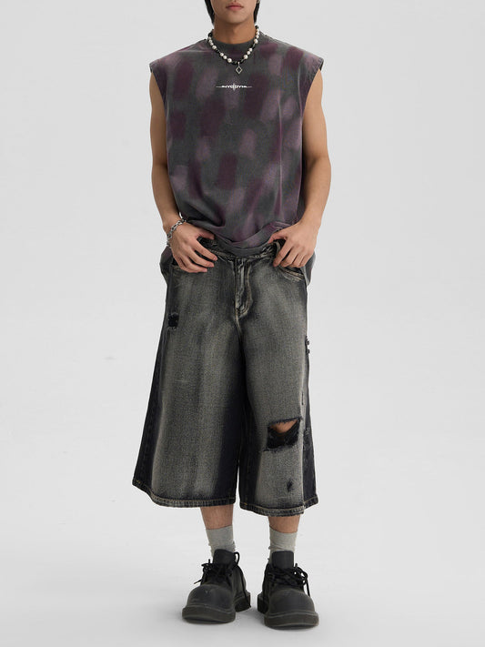 Thesupermade Washed Ripped Vintage Cargo Denim  Jort - 2066 