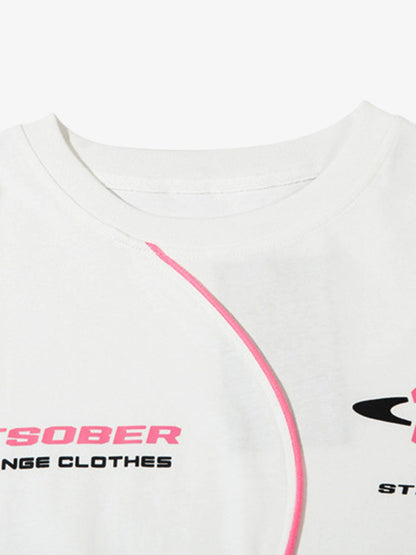 Thesupermade High Street Motorcycle Print Asymmetric T-shirt 