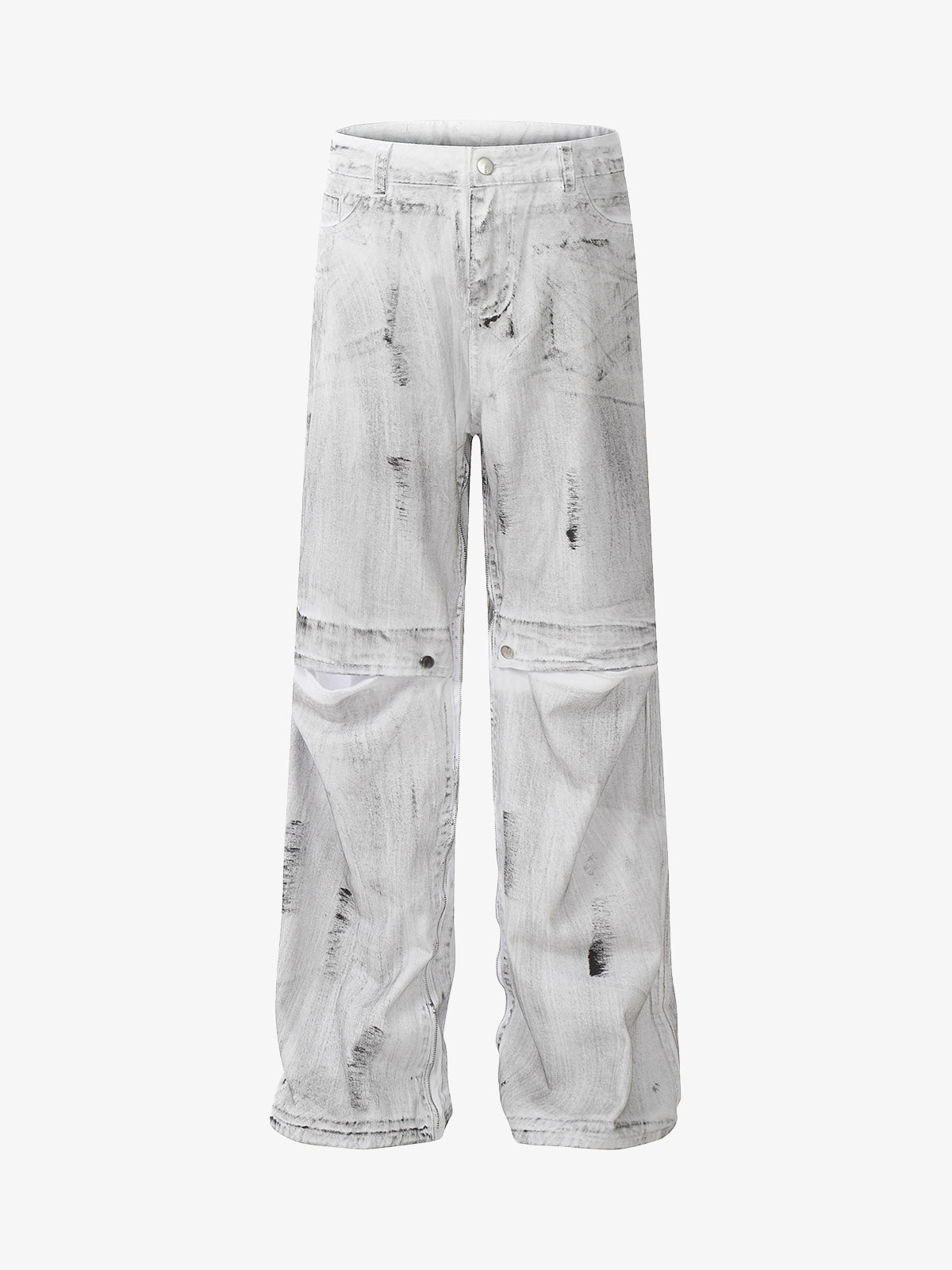 Street Batik Deconstructed Split Jeans 