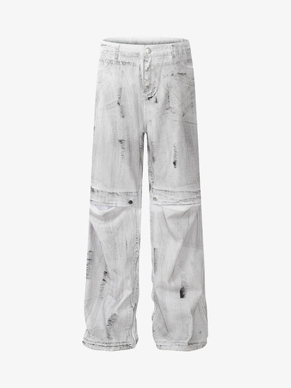 Street Batik Deconstructed Split Jeans 