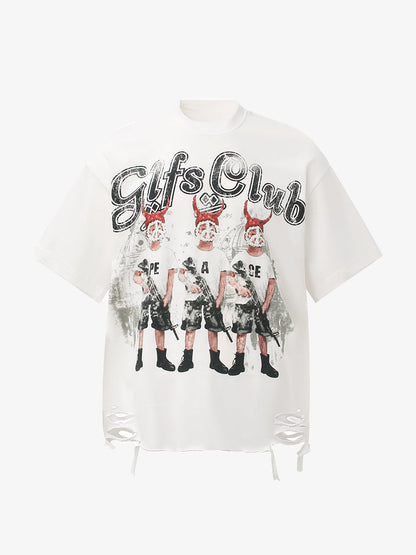 Graffiti Letters Devil Design Graphic T-Shirt 