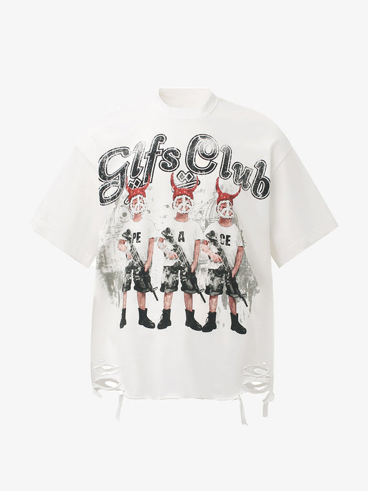 Graffiti Letters Devil Design Graphic T-Shirt 