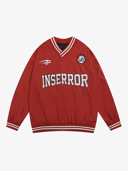 Street V-Neck Baseball-Inspired Sweatshirt 