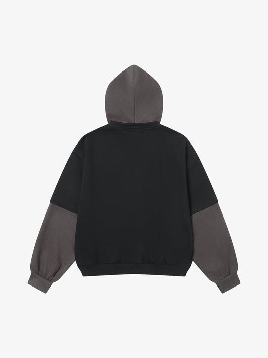 Street Faux Two-Piece Suede Hoodie 