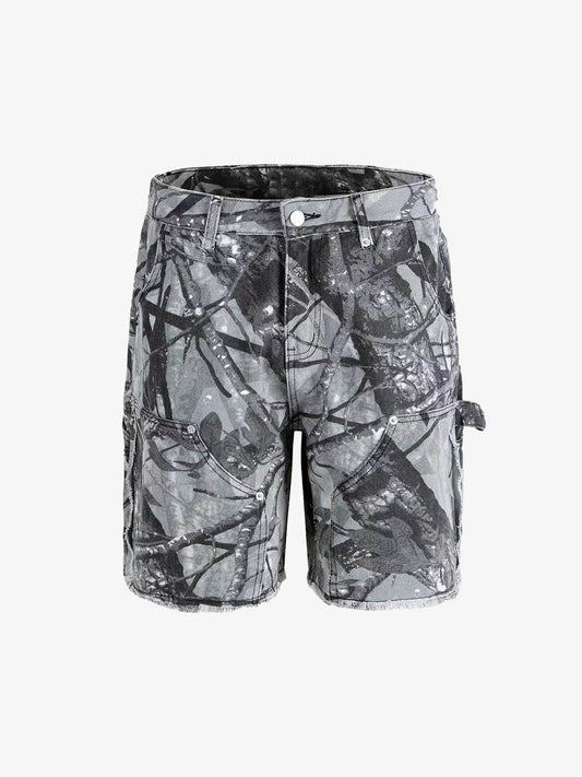 Thesupermade Retro Distressed Camouflage Workwear Hip-Hop Shorts 