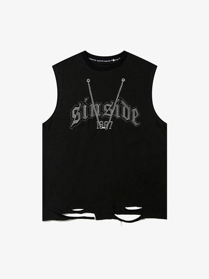 Graphic Letter Chain Vest 