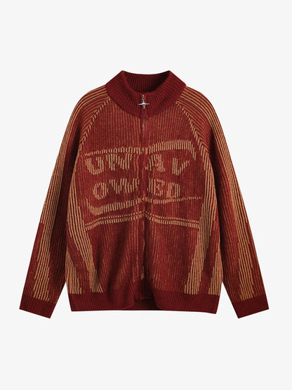 Thesupermade Stand Collar Cardigan Zip Up Sweater 