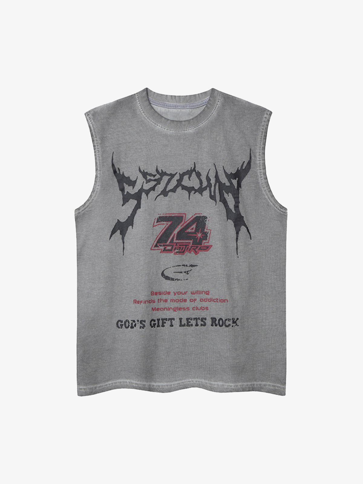 Retro Washed Letter Print Vest 