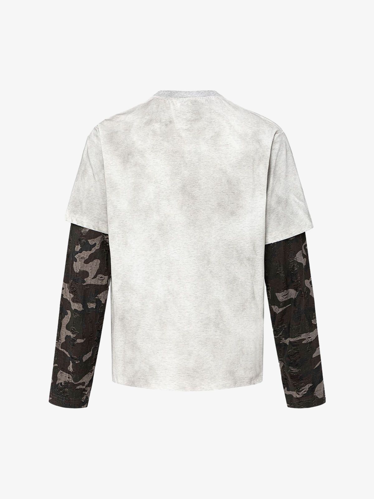 Camouflage Faux Two-piece Jersey Long Sleeve T-shirt - 2380 