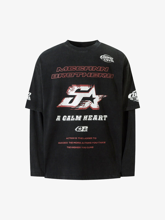 Thesupermade High Street Hip-hop Patchwork Long-sleeved T-shirt - 2269 