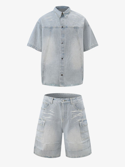 Short Sleeve Shirt & Shorts Denim Set 