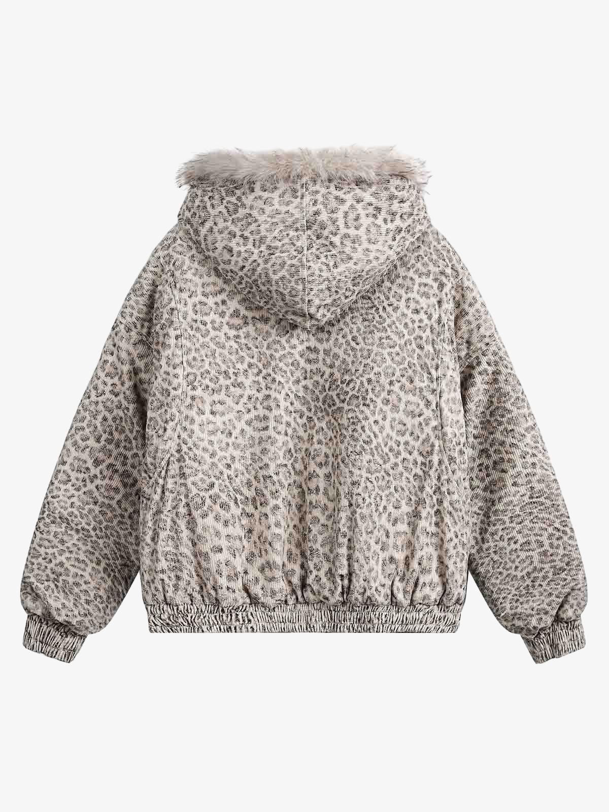 Cheetah Print Mink Fur Hooded Jacket - 2270 