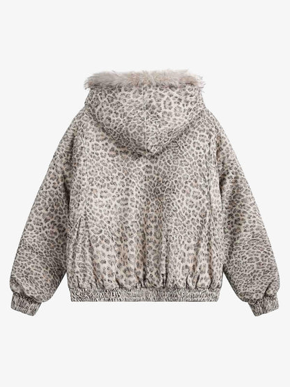 Cheetah Print Mink Fur Hooded Jacket - 2270 