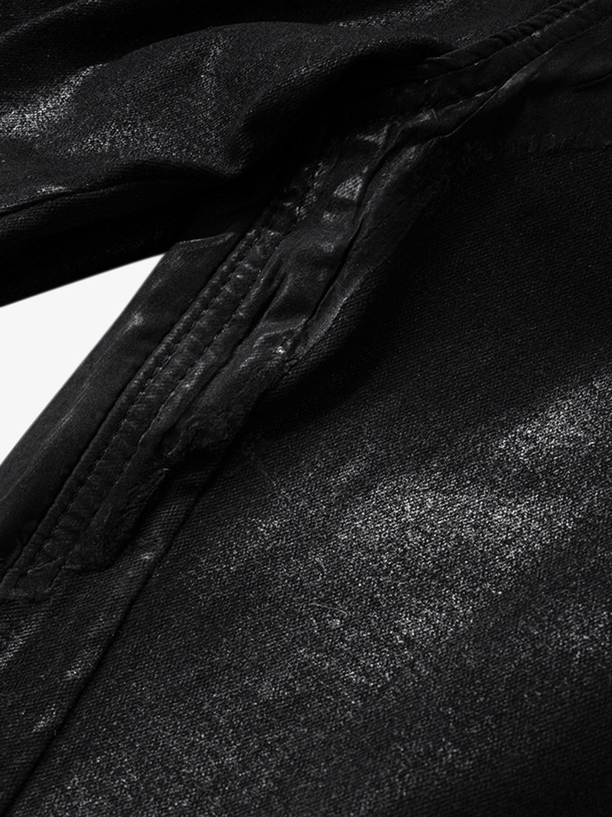 Thesupermade Black Wax Coated Flare Jeans - 2212 