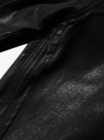 Thesupermade Black Wax Coated Flare Jeans - 2212 