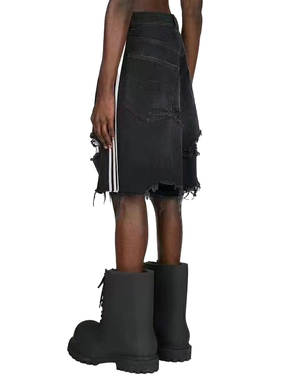 Retro Whisker Raw Edge Denim Shorts 