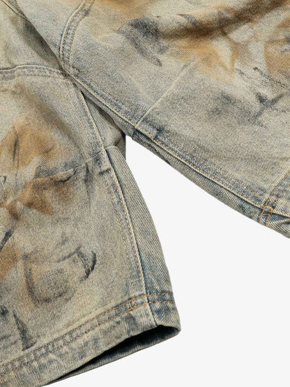 Distressed Tie-Dye Denim Shorts 