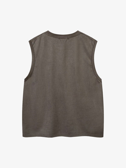 Suede Thorn Embroidered Vest 