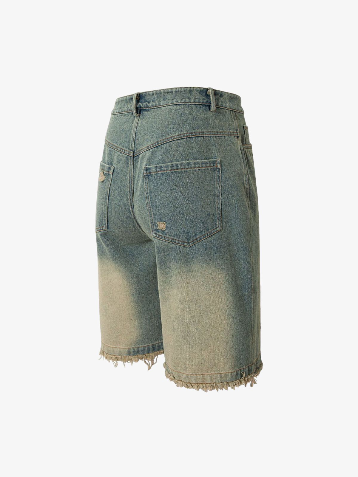 Gradient Washed Raw Edge Jorts 