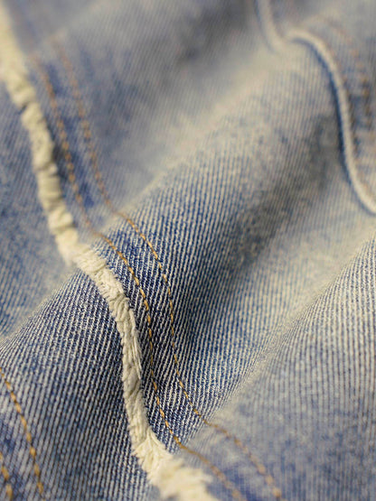 Thesupermade Washed Distressed Raw Edge Baggy Jeans - 2271 