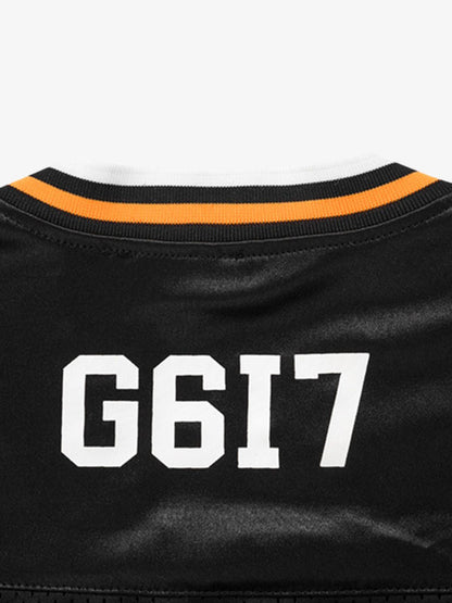 Jersey Print Oversize V-Neck T-Shirt 