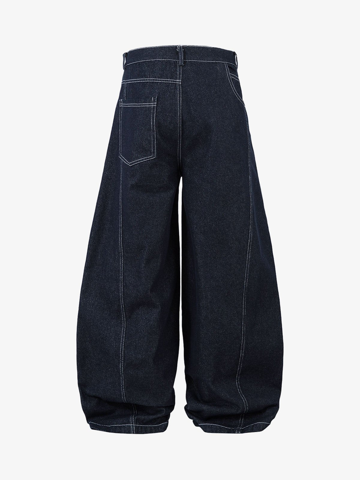 Deconstructed Contrast Stitching Barrel Jeans - 2326 