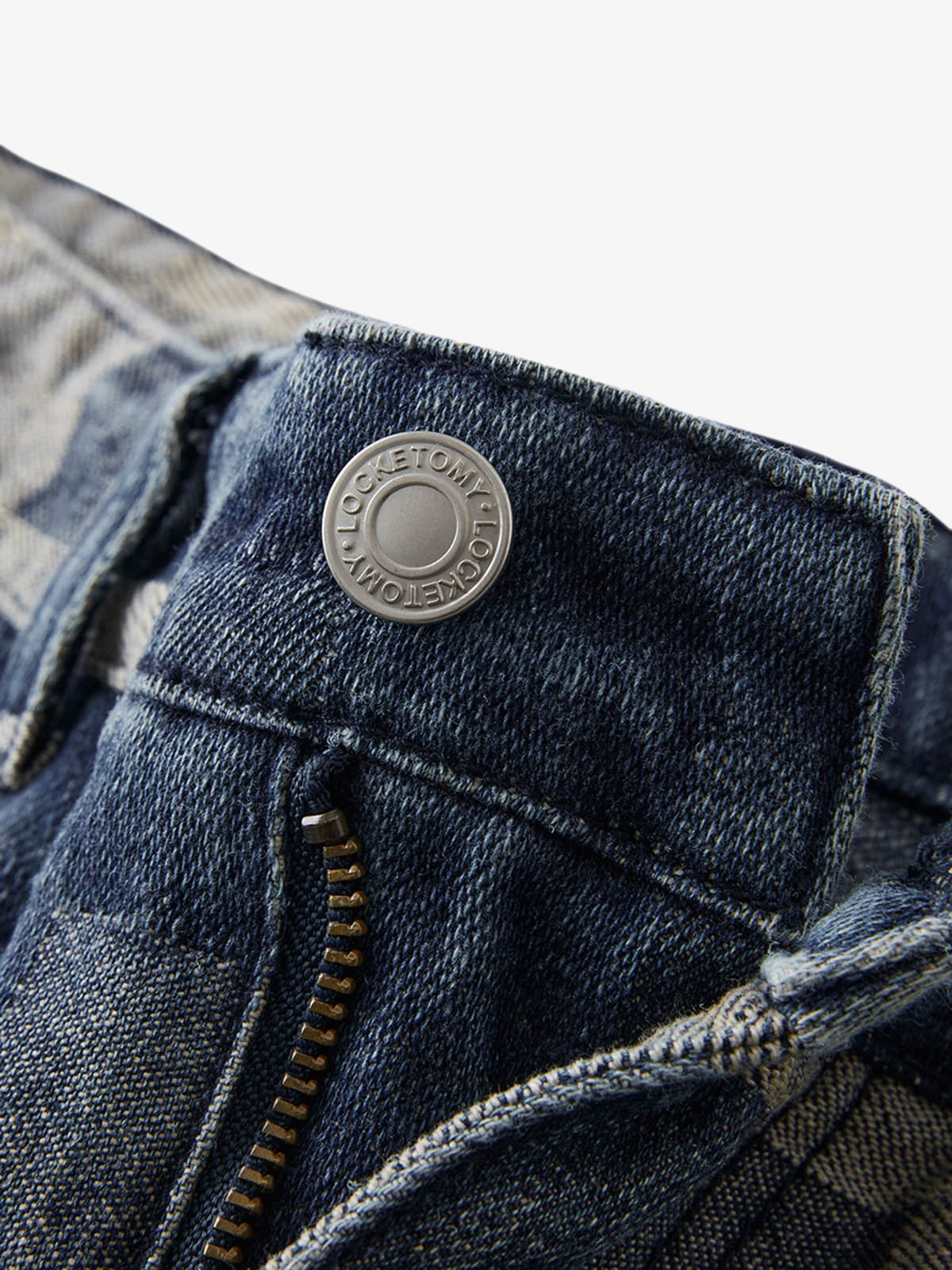 Thesupermade Checkerboard Jacquard Wide Leg Jeans - 2193 