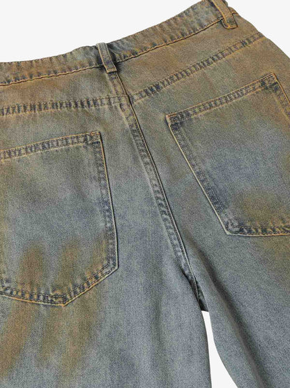 Street Wash Spray Paint Denim Jorts 