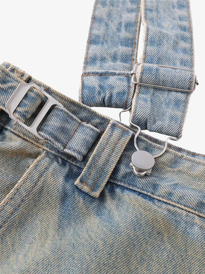 Distressed Washed Detachable Jeans 