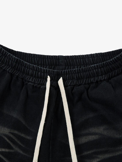 Washed Multi Pocket Drawstring Cargo Jeans 