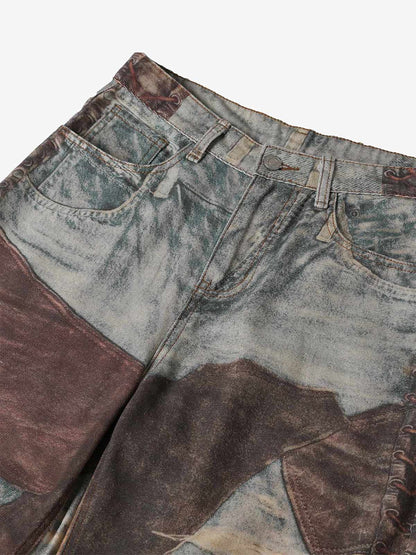 Thesupermade High Street Distressed Washed Printed Jeans - 2246 