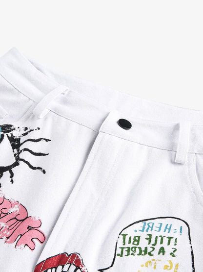 Graffiti Art Denim Shorts 