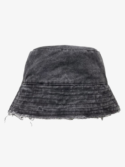 Distressed Denim Raw Edge Destroyed Bucket Hat