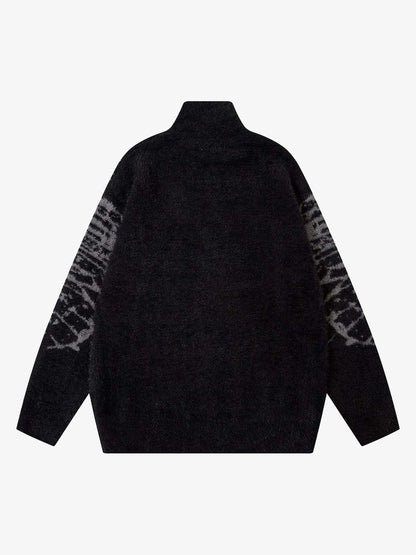 Thesupermade Butterfly Jacquard  Knit Mock Neck Sweater 