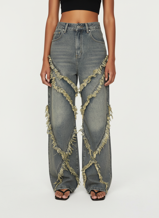 Thesupermade High Street Hip Hop Washed Distressed Jeans - 2069