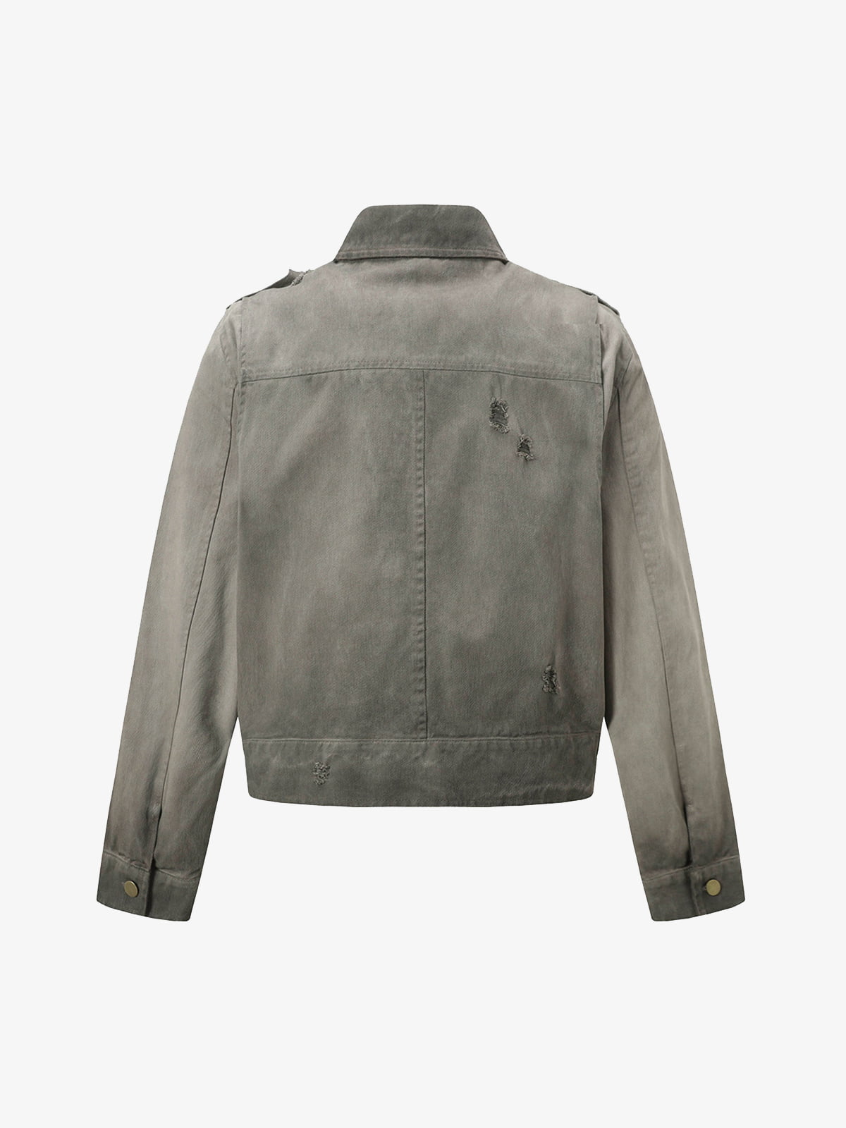 Distressed Irregular Zip Up Denim Jacket 